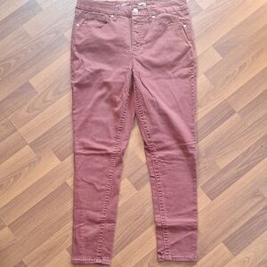 Stylish Brick Red Slim Pants